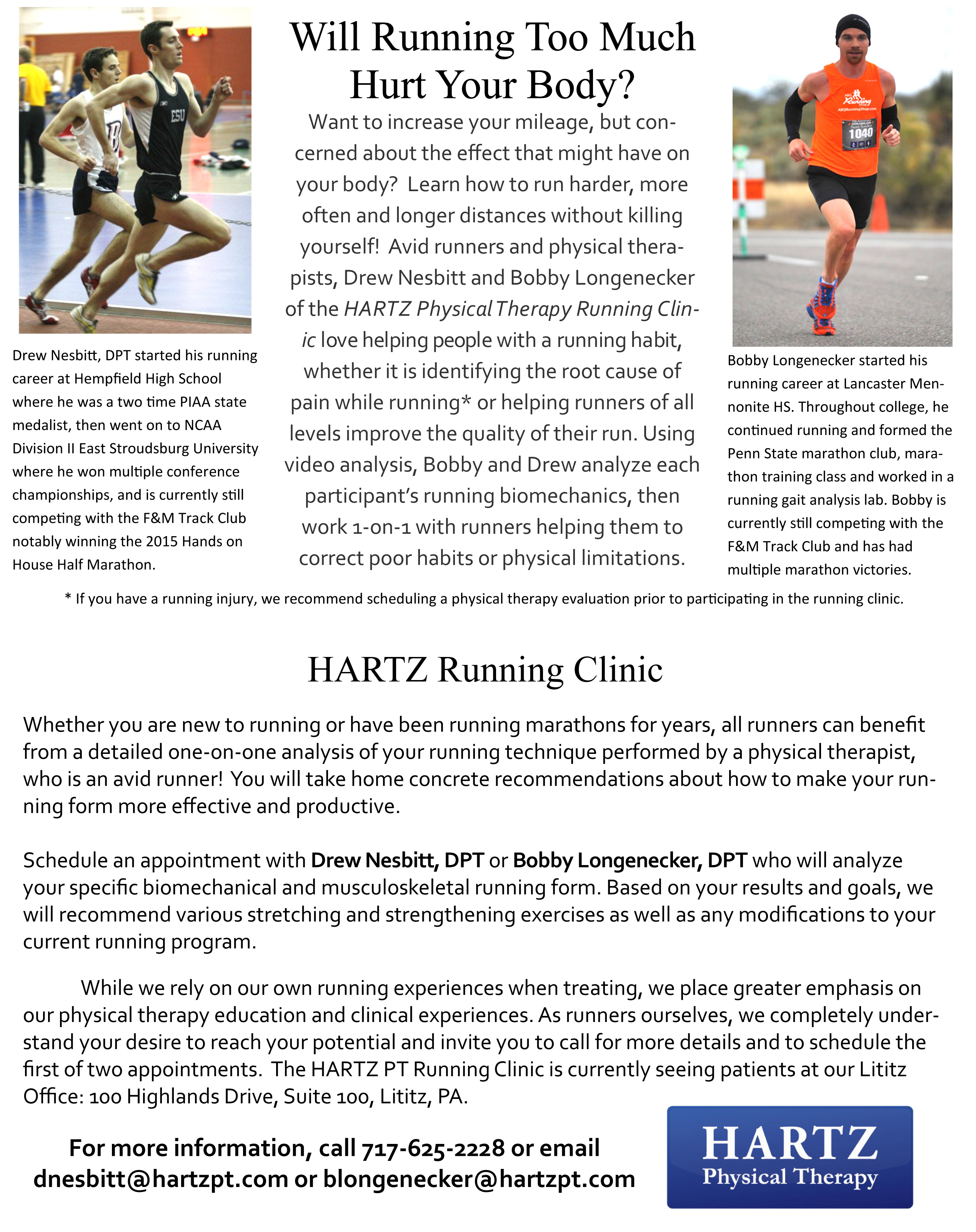 Running Clinic Hartz Physical Therapy
