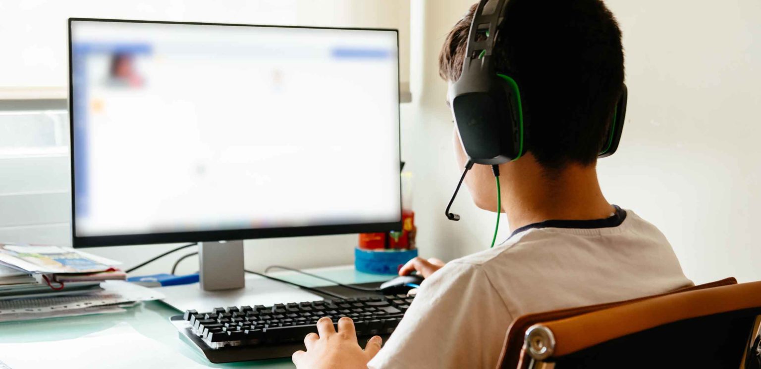 Teenager is studying at home attending online classes during the coronavirus COVID-19 pandemic quarantine. Madrid, Spain