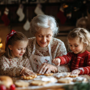 Grandmom & grandchildren making cookies