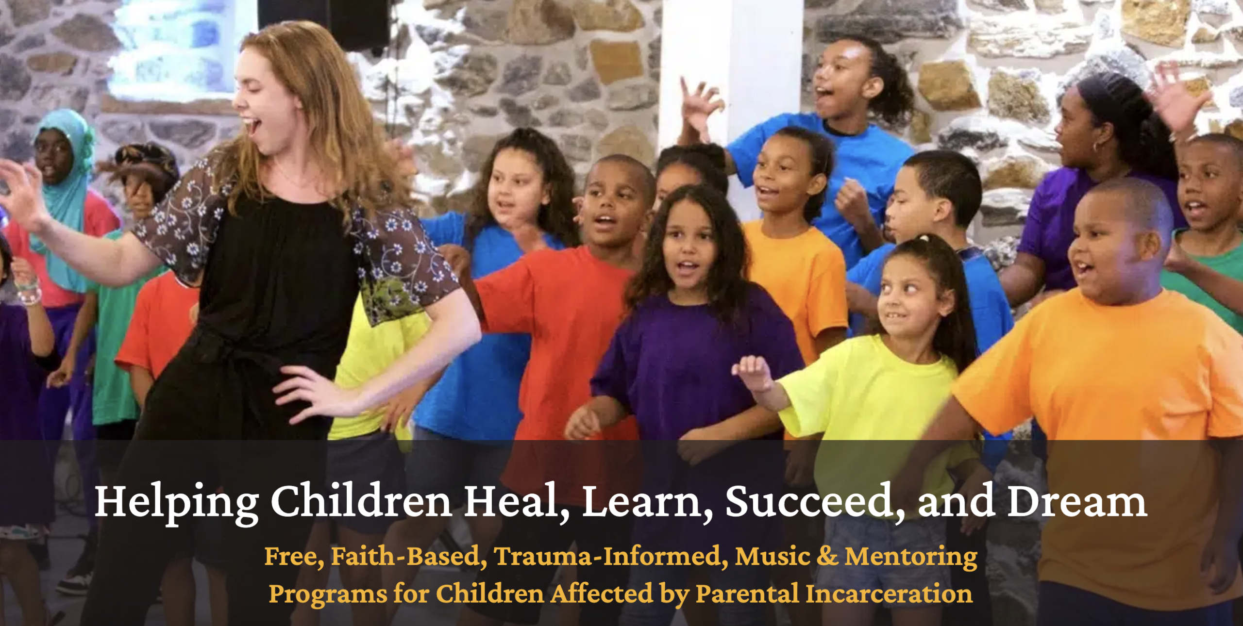 Children participating in a music program