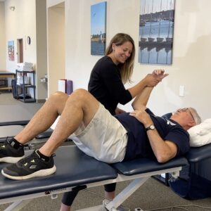 Physical therapy session with patient